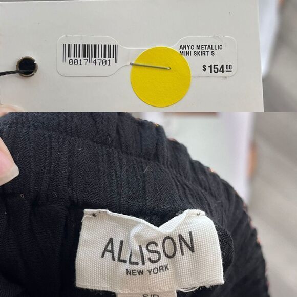 Allison Women Size L Black Tiered Floral Pull On Metallic Mini NEW Skirt Peasant - Picture 13 of 13